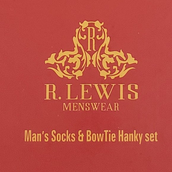 Robert Lewis Blue Bow Tie Hanky Socks Box 3 Set - Picture 7 of 7